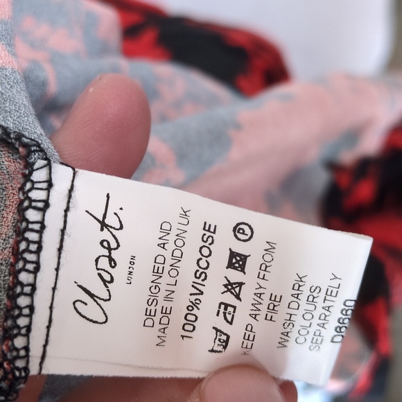 Closet London Women's Pink & Black Floral Long Sleeve Maxi Dress Size‎ 10 - Picture 5 of 7